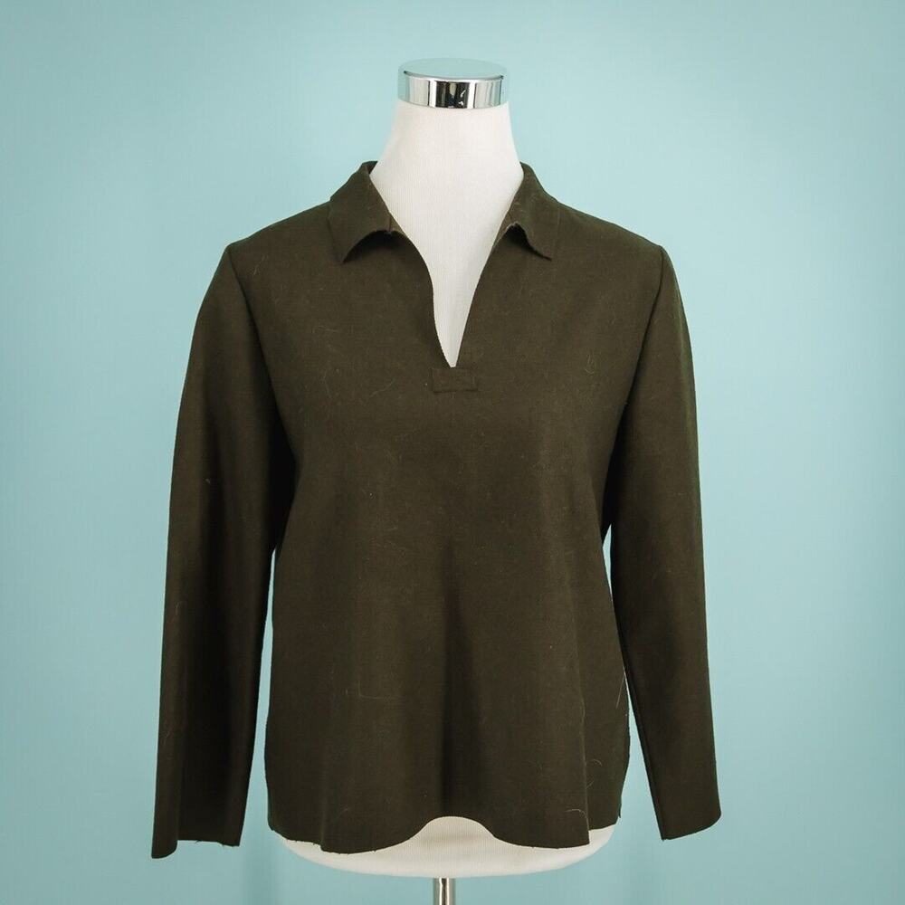 Claudie Pierlot An 2000 T2 38 Size Small S Brown Collared Long Sleeve Wool Top